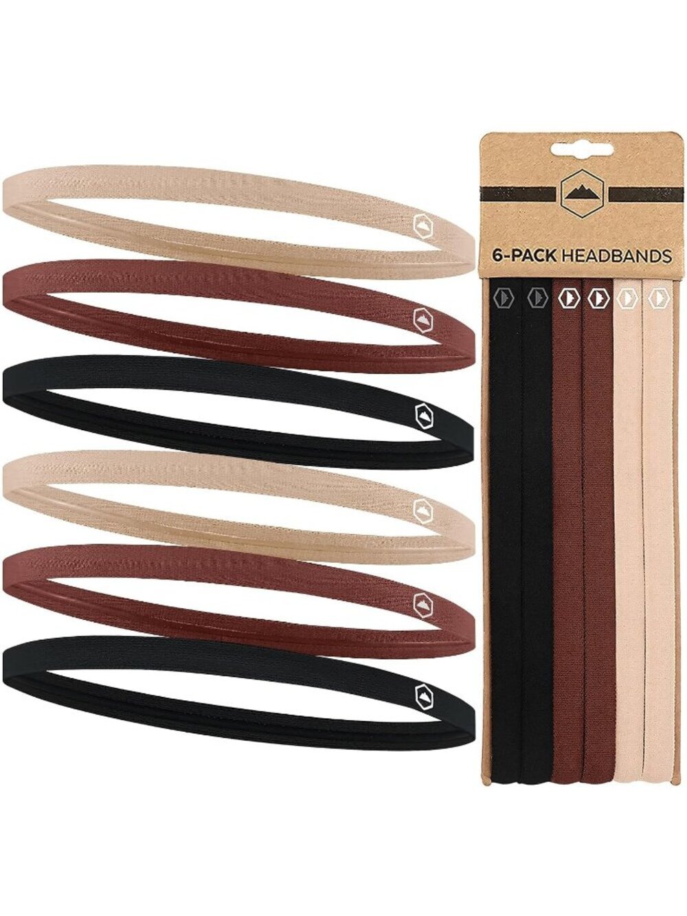 Women's Brown Beige Thin Elastic Headbands Running Sweatbands Hair Accessories